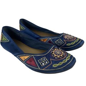 Predictions Blue Boho Ballet Sequin Beaded Flats Size 9